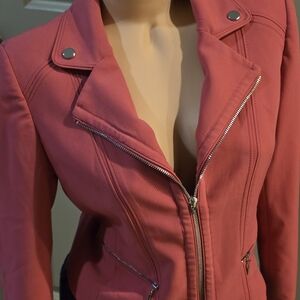 White House Black Market Pink Leather Jacket